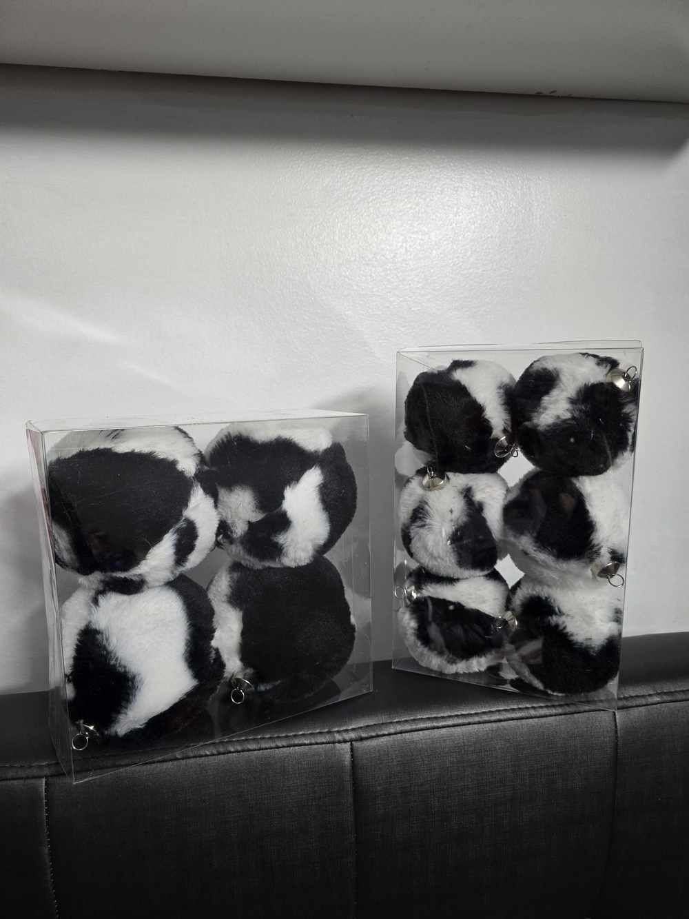 Cow Print Fuzzy Balls Home Decor Accents Christmas Fur Ornament Bundle
